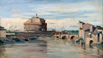 Castel Sant Angelo and the River Tiber, Rome by Jean Baptiste Camille Corot