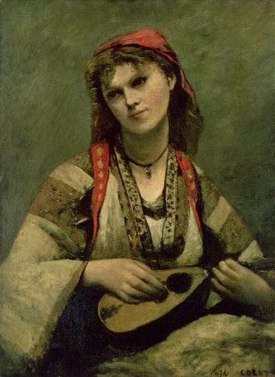 Christine Nilson or The Bohemian with a Mandolin by Jean Baptiste Camille Corot