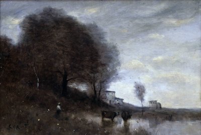 Country landscape by Jean Baptiste Camille Corot