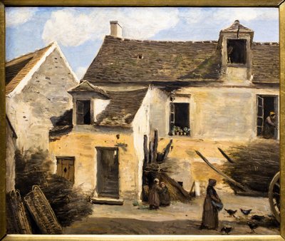 Courtyard of a House near Paris by Jean Baptiste Camille Corot