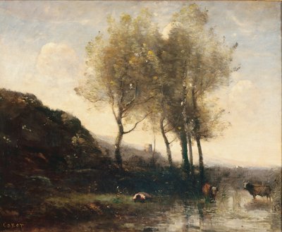 Cowherd Resting at the Foot of Cool Hills, c.1855-65 by Jean Baptiste Camille Corot