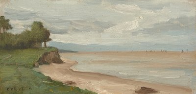 The Beach at Etretat by Jean Baptiste Camille Corot