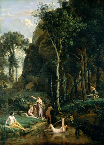 Actaeon Surprises the Goddess Artemis (Diana) Bathing with Her Companions by Jean Baptiste Camille Corot