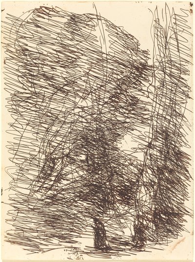 Dreamer under Tall Trees by Jean Baptiste Camille Corot