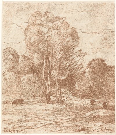 Drowsing Cattle by Jean Baptiste Camille Corot