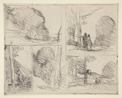 Five Sketches: The Garden of Pericles by Jean Baptiste Camille Corot