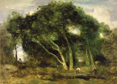 Fontainebleau: Chenes Inclines dans une Eclaircie de Foret by Jean Baptiste Camille Corot