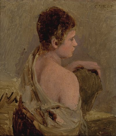 Young Man with Naked Shoulder by Jean Baptiste Camille Corot