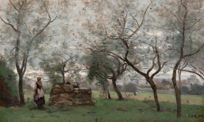 The Orchard, Environs of Mantes by Jean Baptiste Camille Corot