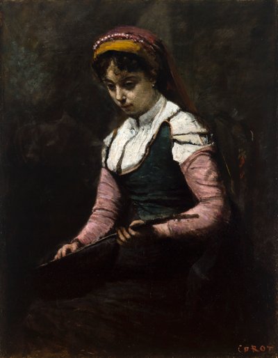 Girl with Mandolin by Jean Baptiste Camille Corot