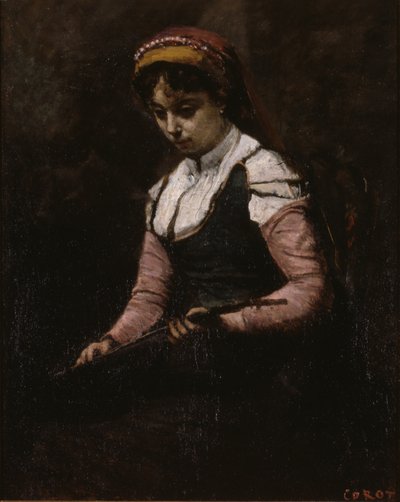 Girl with Mandolin by Jean Baptiste Camille Corot