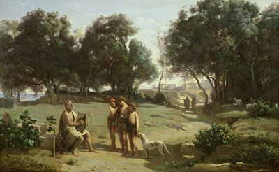 Homer and the Shepherds in a Landscape by Jean Baptiste Camille Corot