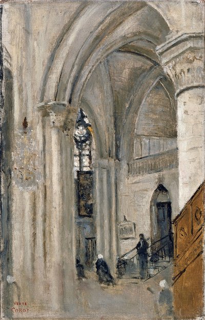 Interior of the Church at Mantes by Jean Baptiste Camille Corot