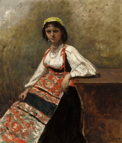 Italian Woman (La Morieri) by Jean Baptiste Camille Corot