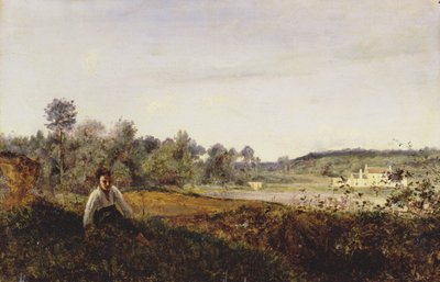 Young Shepherd Sitting by the Pond of Ville d