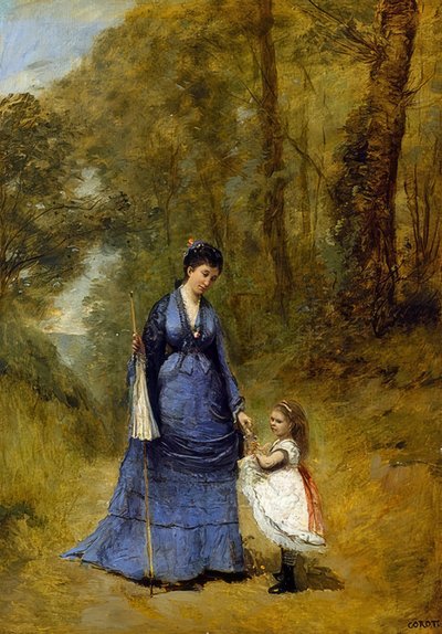 Madame Stumpf and Her Daughter by Jean Baptiste Camille Corot