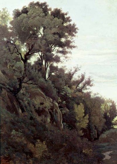 Marino - Trees and Rocks by Jean Baptiste Camille Corot