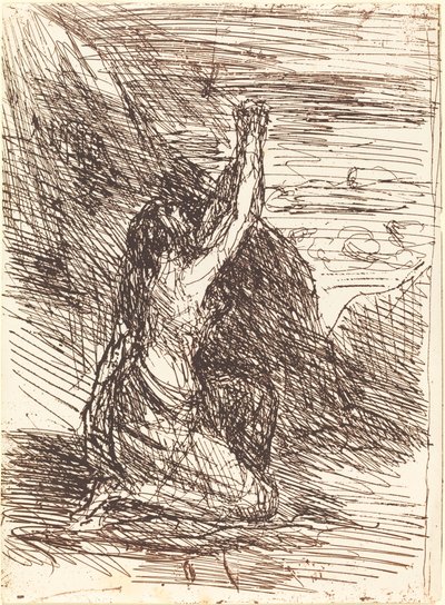 Mary Magdalene Kneeling, 1858 by Jean Baptiste Camille Corot