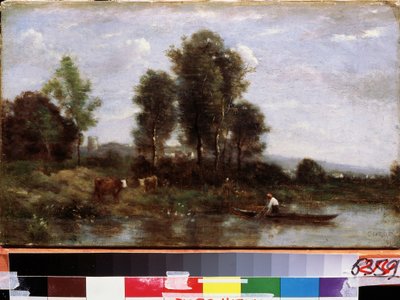 Landscape with a River by Jean Baptiste Camille Corot