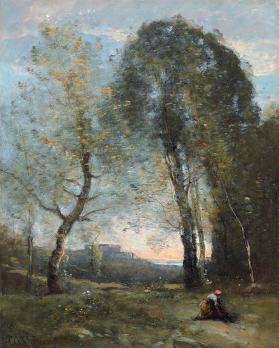 Peasant Woman Collecting Wood, Italy by Jean Baptiste Camille Corot