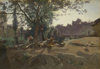 Peasants under the Trees at Dawn, c. 1843 by Jean Baptiste Camille Corot