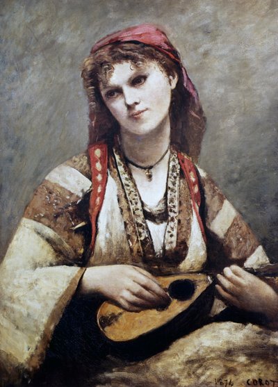 Portrait of Christine Nilson, or The Bohemian with a Mandolin by Jean Baptiste Camille Corot
