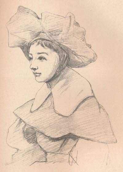 Portrait of a Young Woman in a Large Hat, My Hagar, c1830 by Jean Baptiste Camille Corot