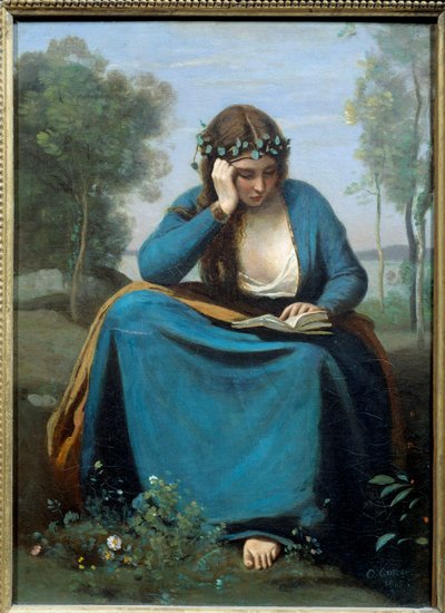 Reader Crowned with Flowers or the Muse by Virgil by Jean Baptiste Camille Corot