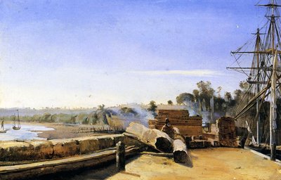 Shipyard in Honfleur, c.1823 by Jean Baptiste Camille Corot