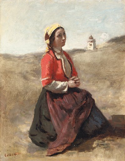The Breton in Prayer by Jean Baptiste Camille Corot