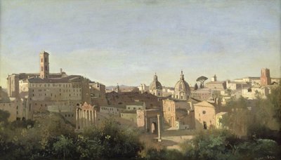 The Forum Seen from the Farnese Gardens, Rome by Jean Baptiste Camille Corot