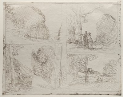 The Garden of Pericles, The Painters Lane, Scrawl, The Large Woodcutter by Jean Baptiste Camille Corot