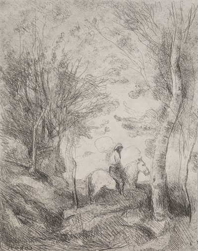 The Great Cavalier in the Wood by Jean Baptiste Camille Corot