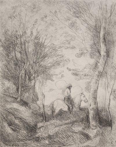 The Great Cavalier in the Wood (original impression 1854, printed in 1921) by Jean Baptiste Camille Corot