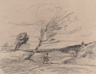 The Gust of Wind by Jean Baptiste Camille Corot