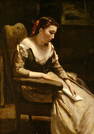 The Letter by Jean Baptiste Camille Corot