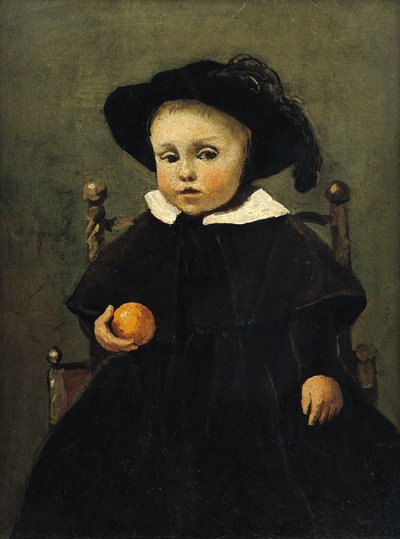 The Painter Adolphe Desbrochers as a Child, Holding an Orange, 1845 by Jean Baptiste Camille Corot