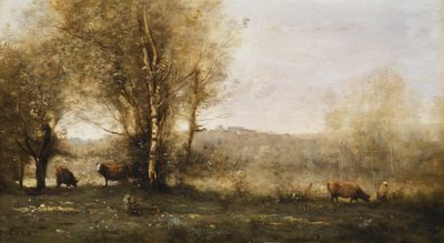 The Pond with Three Cows by Jean Baptiste Camille Corot