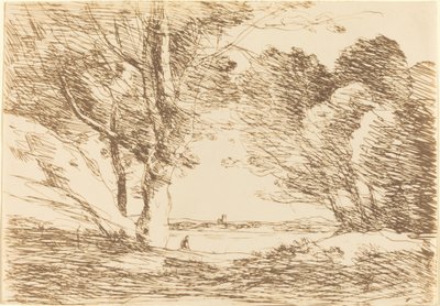 Tower on the Horizon of a Lake by Jean Baptiste Camille Corot