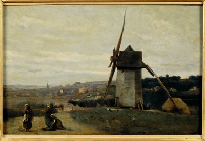 A windmill, Etretat by Jean Baptiste Camille Corot
