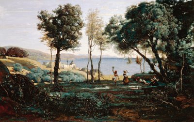 View near Naples by Jean Baptiste Camille Corot