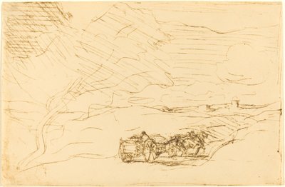 Wagon Going to Town by Jean Baptiste Camille Corot