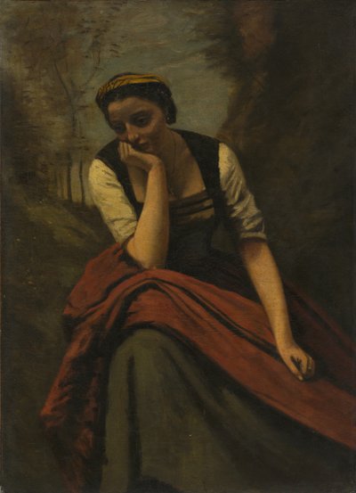 Woman Meditating by Jean Baptiste Camille Corot