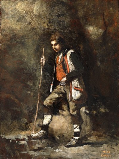 Young Italian Boy on the Mountain by Jean Baptiste Camille Corot