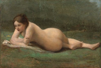 Young Woman Reclining on the Grass by Jean Baptiste Camille Corot