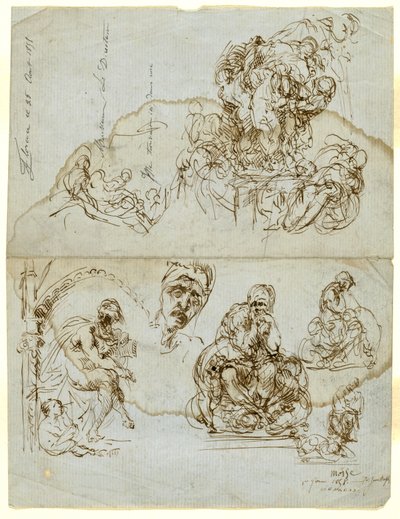 Unfinished Letter with Studies for the Ugolino Group by Jean Baptiste Carpeaux