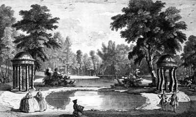 A View of the Grotto and Two Shell Temples, Stowe House Gardens, Engraved by George Bickham, 1753 by Jean Baptiste Claude Chatelain