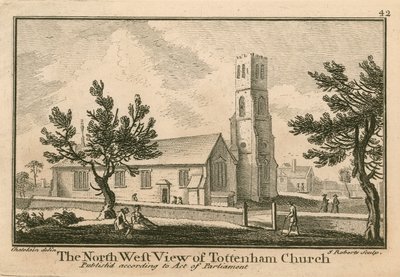 The North West View of Tottenham Church, London by Jean Baptiste Claude Chatelain