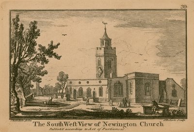 The South West View of Newington Church by Jean Baptiste Claude Chatelain