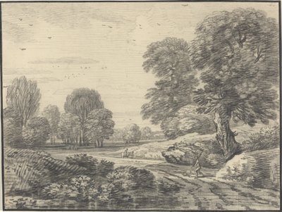 Travelers on a Road in a Wooded Landscape by Jean Baptiste Claude Chatelain